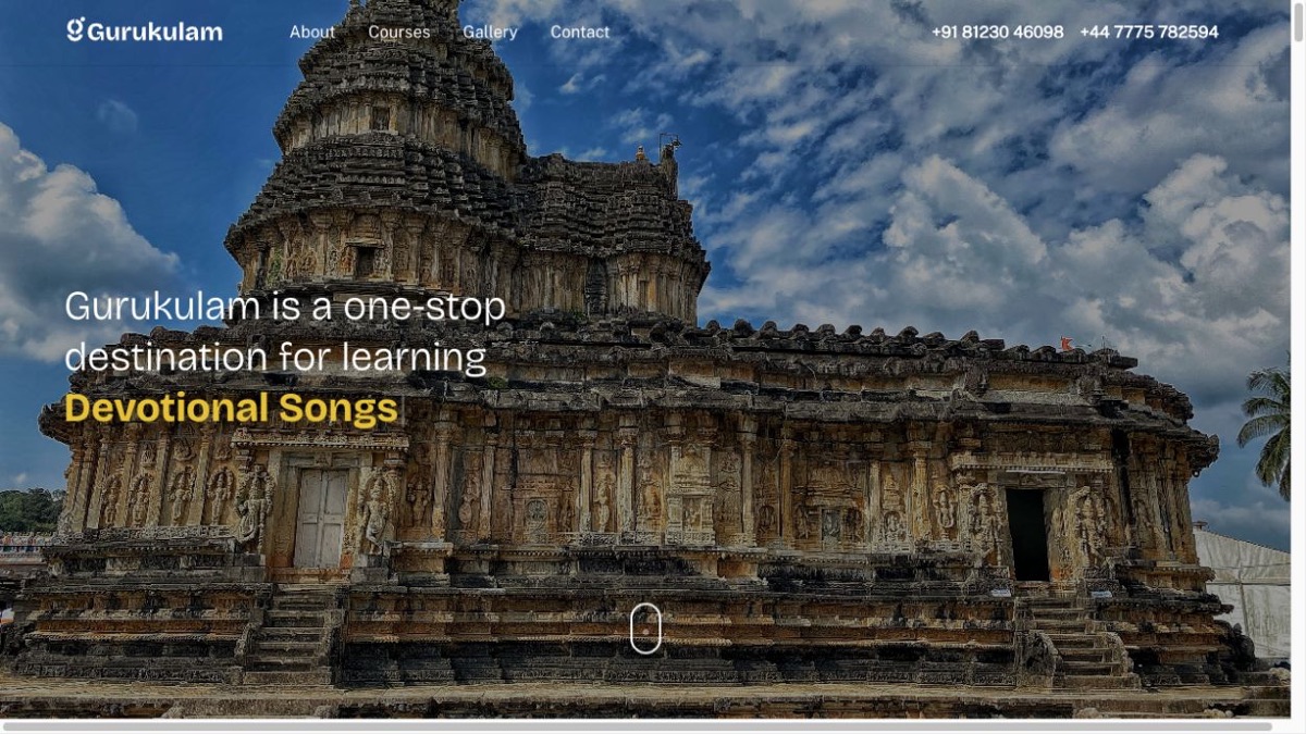 Gurukulam website homepage