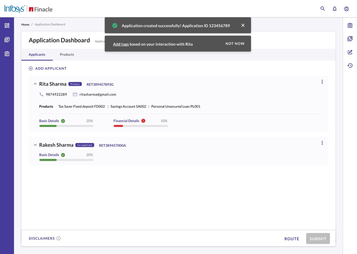 Finacle enterprise banking deposits dashboard